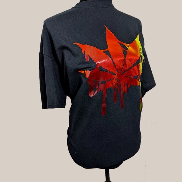 Red Holographic Cannabis Drip Shirt - Picture 2 of 3